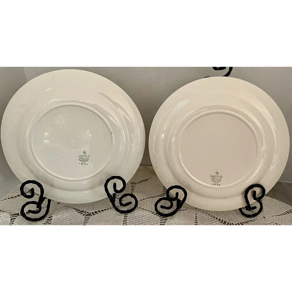 4 Vintage Homer Laughlin Eggshell Nautilus Rochelle 9” Dinner Plates
